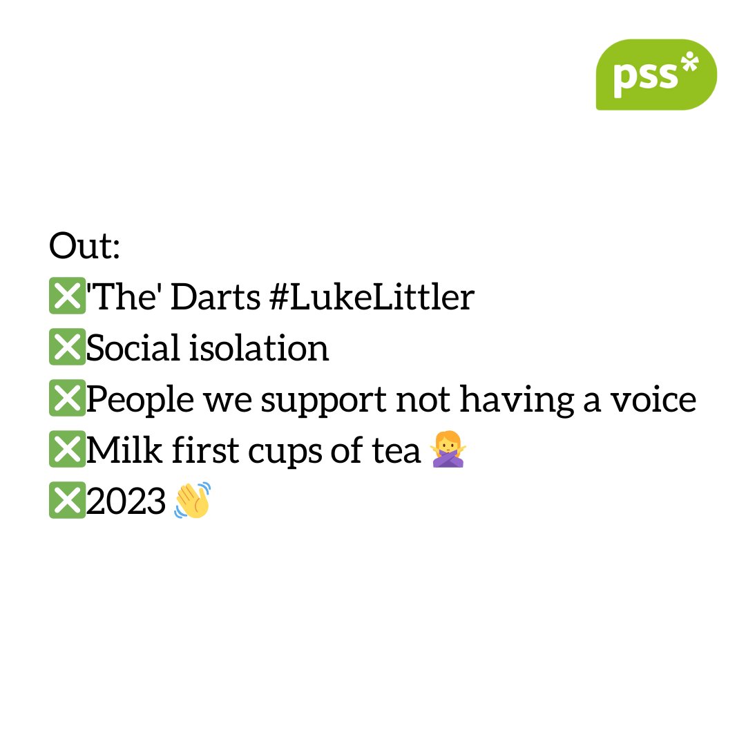 PSSpeople's tweet photo. Our ins and outs for 2024 🙌 What are yours? Tell us below!👇

#PSS #SharedLives #TheTraitors #LukeLittler #PersonCentredCare #AdultSupport #InOut https://t.co/VbRYCCZNQl