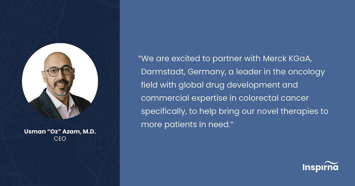 inspirna's tweet photo. Today, we announced our licensing agreement with Merck KGaA, Darmstadt, Germany, @EMDSerono, for ompenaclid (RGX-202), for the treatment of #colorectalcancer and SLC6a8 targeting follow-on compounds. Full press release: https://t.co/36sBCbdPhq https://t.co/KgfBwWDY4m