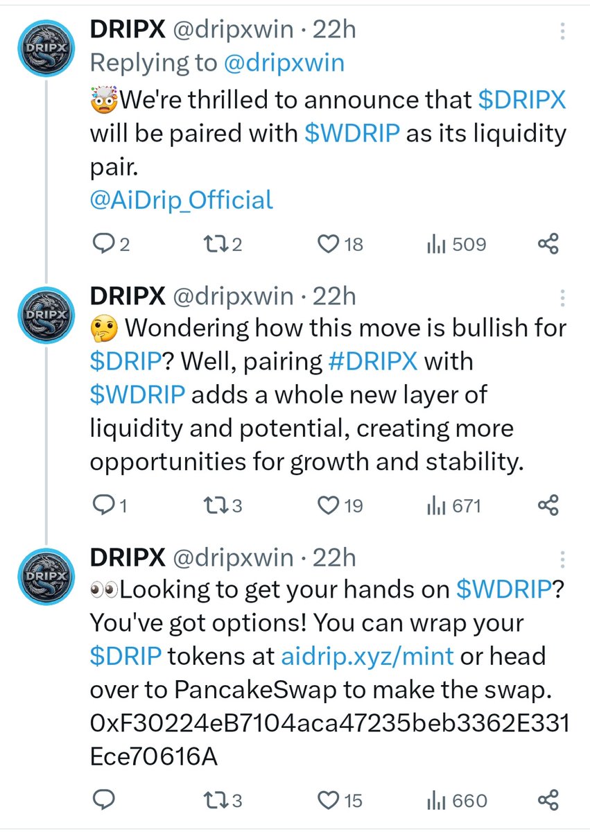 BigBeauty91's tweet photo. Here's the @dripxwin alpha! π
#dripnetwork #dripisking #DRIP https://t.co/SqoqzJZugl