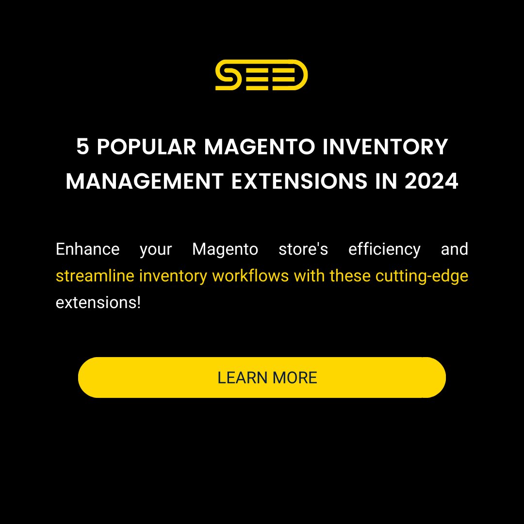 🚀🛍️ Stay ahead in 2024 with these top 5 #Magento Inventory Management Extensions! 🧰✨
1️⃣ Stocky
2️⃣ Magestore Inventory Management
3️⃣ BoostMyShop ERP
4️⃣ Wyomind Advanced Inventory
5️⃣ Amasty Inventory Management
Read More:- seedcart.io/magento-develo…