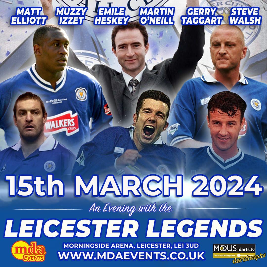 An Evening with The #Leicester Legends – March 15th, at the @LeicesterArena in Leicester with @SteveWalsh5 @MattElliott01 @Muzzie06 @EmileHeskeyUK @Gerry_Taggart @moneill31 Grab your tickets here bit.ly/LeicesterLegen… #LeicesterCity #LeicesterCityFC @MDAevents