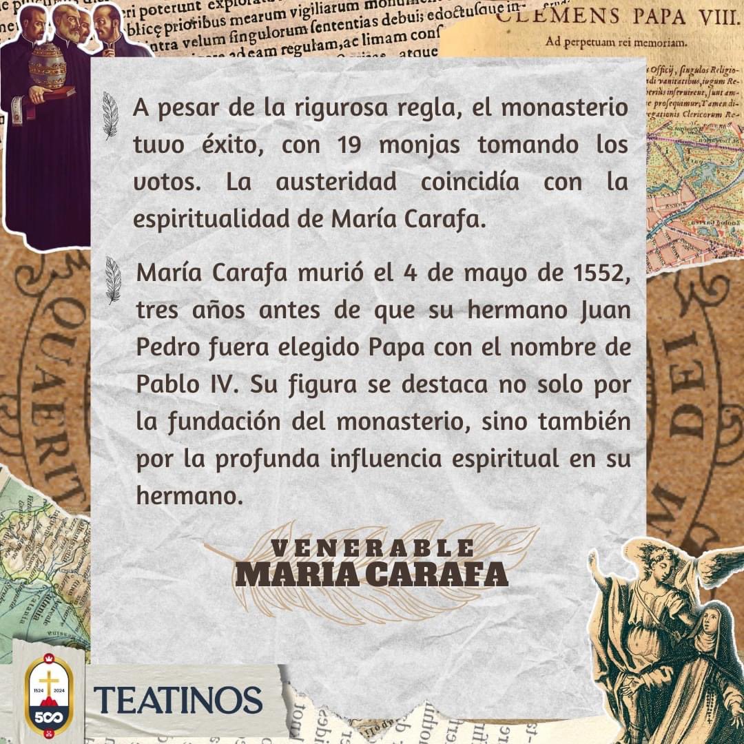 teatinos_org's tweet photo. 📚Historia Teatina

Ven. Maria Carafa (1468 - 1552).

El diario de los Padres de San Pablo Mayor (Nápoles) registra, con evidente emoción, el tránsito en este día de Maria Carafa como: “Amadísima hermana de la Orden Teatina”.

#lasapienza #napoles #teatinos #mariacarafa #paoloIV https://t.co/8u4syzXj7L