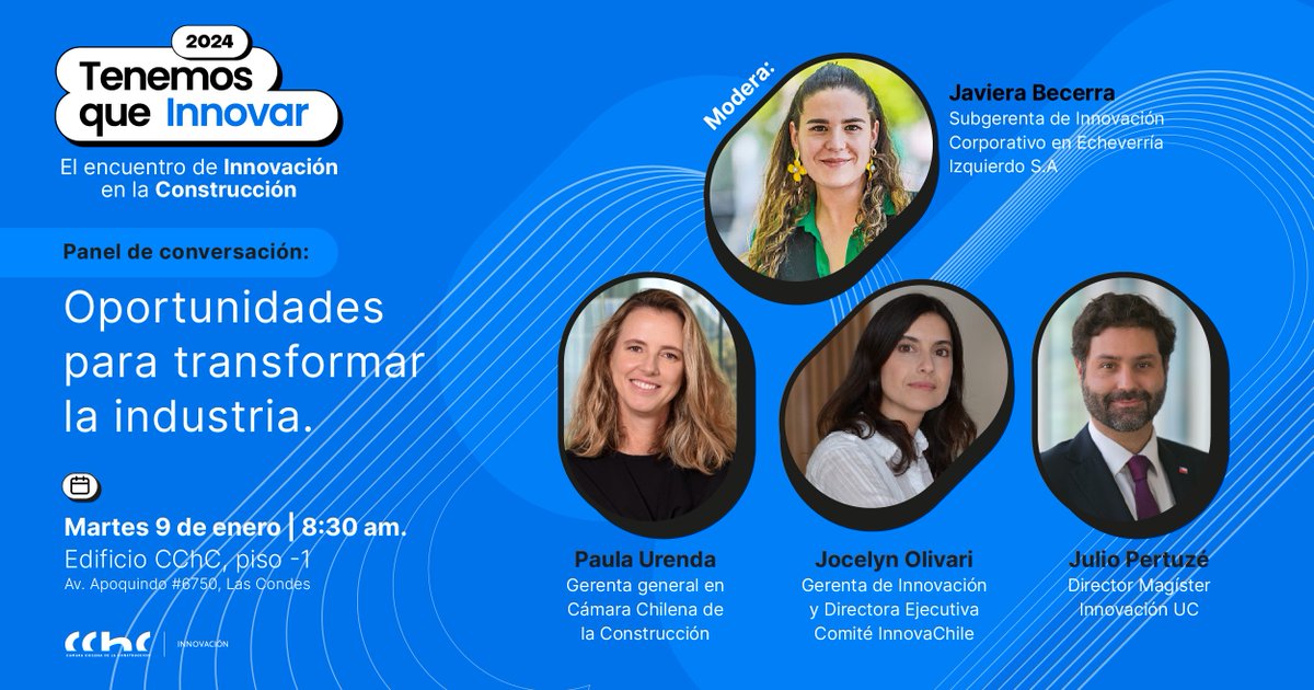 La CChC te invita al TQI2024, el encuentro nacional de Innovación en la construcción para conectar a empresas socias, instituciones públicas, academia y entidades ligadas a la innovación
✅

🔗 Inscripciones aquí ➡️ welcu.com/cchcinnovacion…

#TQI2024 #Innovación #Construcción