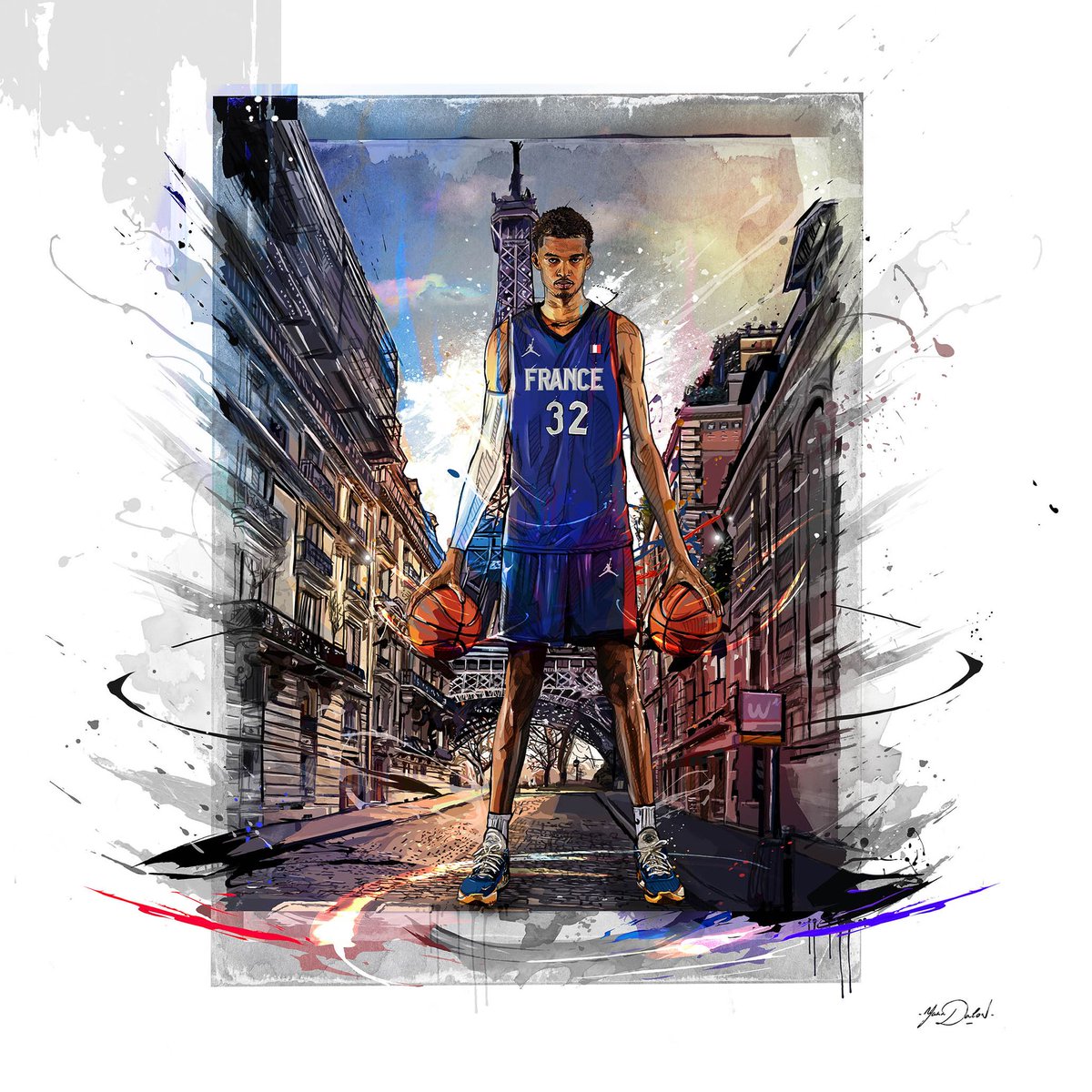 YannDalon's tweet photo. My paintings of Victor Wembanyama, Bon anniversaire!

@spurs @wemby #Wemby @NBA #VictorWembanyama @SASpursFr @REVERSEMAGAZINE https://t.co/dnnLJnpOr2