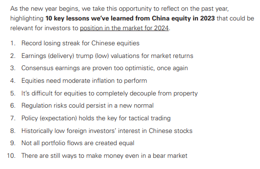 Goldman's China equity strategy team says they learnt these 10 lessons from 2023