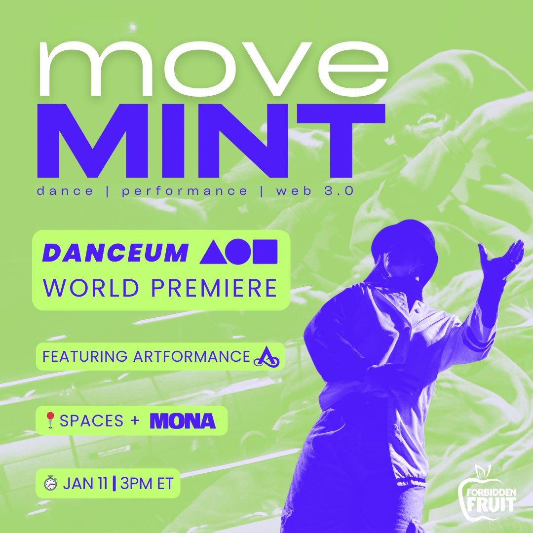 Dance is coming in HOT all 2024🔥
Let’s talk about it 

1/11 at 3pm ET🕺🏽

Join <a href="/artformance/">Artformance</a>’s Dance FND World premiere PLUS an immersive gallery &amp; screening in <a href="/monaverse/">MONA</a> 

Set a reminder⬇️