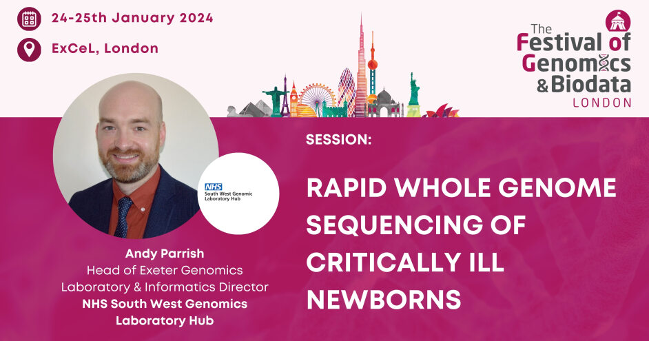 Interested in learning more about newborn sequencing? Then come along to The Festival of Genomics & Biodata and hear from Andy Parrish (Head of Exeter Genomics Laboratory & Informatics Director,@SWGLH ). More info here: hubs.la/Q02dY3SJ0 #FOG2024 #genomics