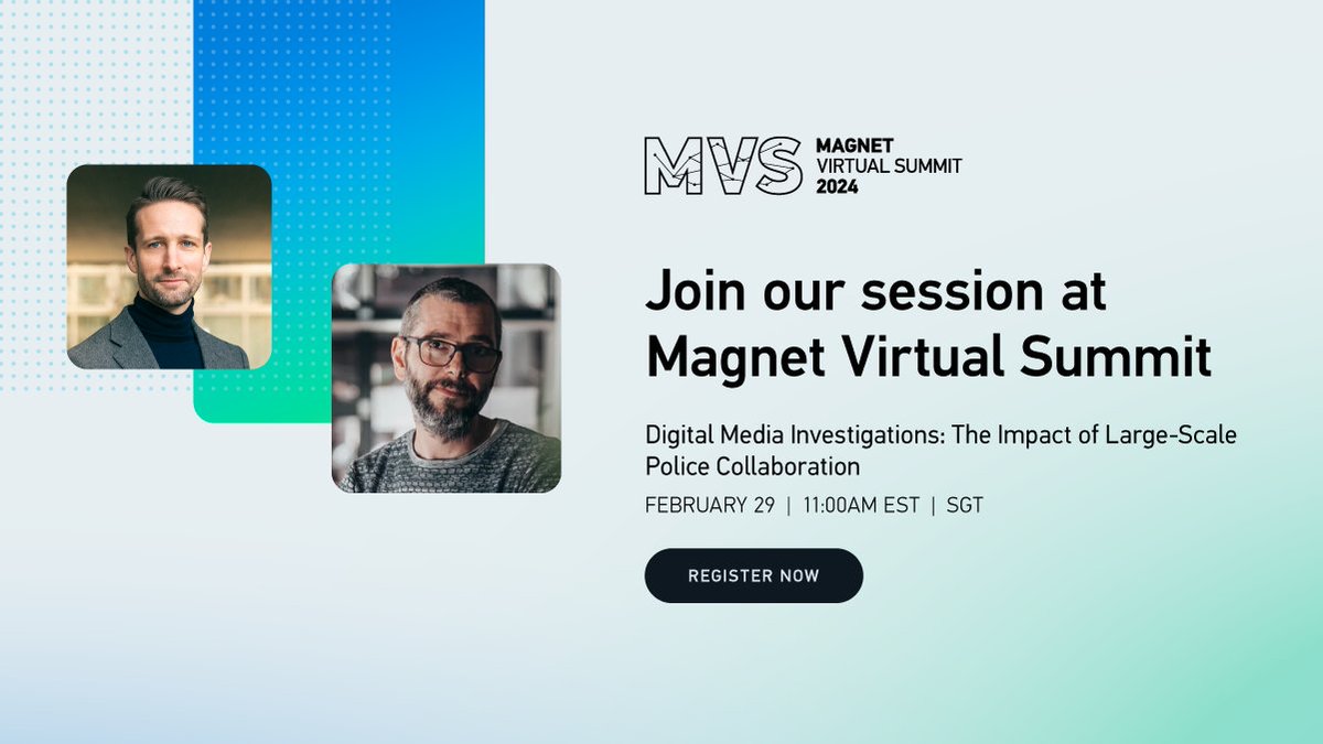 GriffeyeTech's tweet photo. Magnet Virtual Summit 2024 is coming up! With growing forensic backlogs and the exponential rise in the volumes of seized digital media, collaboration between investigators and agencies is critical. Join us for this talk 👇

Sign up here: https://t.co/LMbVhWdLqf

#MVS2024 #DFIR https://t.co/ME2kUaDPxl