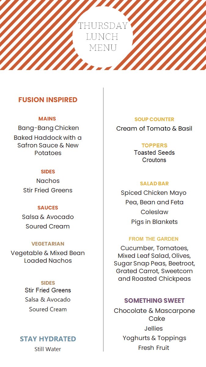 HurstCFood's tweet photo. Today's Lunch Menu in Full....... #WeAreHurst @Hurst_College @IndiesSodexo @natdavies1973 https://t.co/mpatjpEhNP