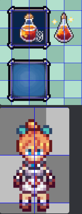ilustrazable's tweet photo. Ok i actually spent most time trying to figure out how to make an rm2k3 custom menu but here are some assets for it plus the temporal character i made for day2: #pixelart #pixelartist #sprites #pixelhud #dailypractice  #pixelanime https://t.co/CRe4oFOSmq