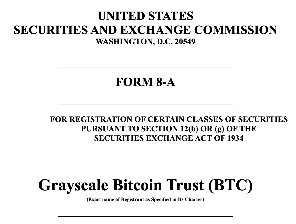 BREAKING‼️ Grayscale just filed a 'Registration of Securities' for it's spot #Bitcoin ETF.

LFG! 🔥