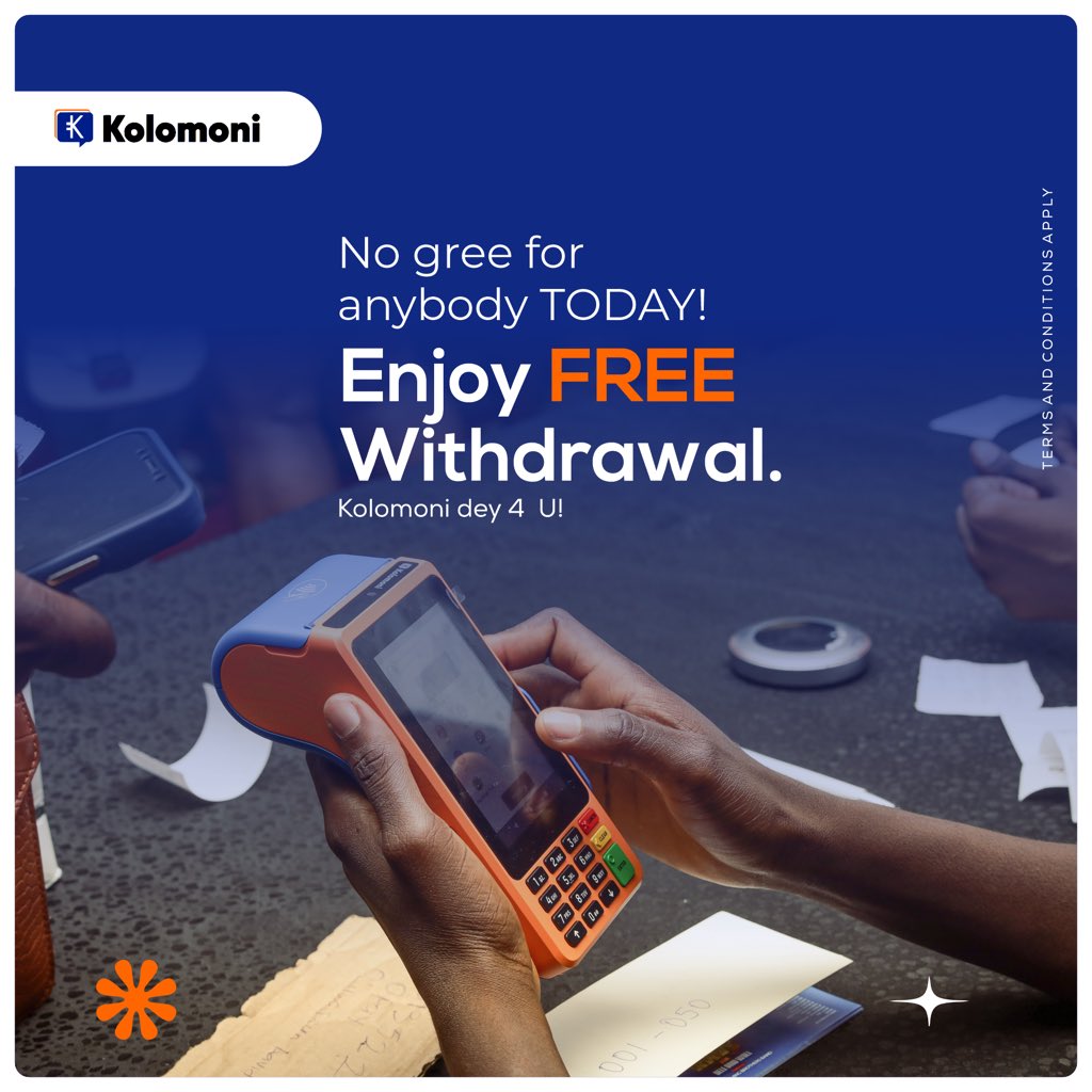 Kolomoni_ng's tweet photo. Kolomoni Agents Wey Sabi.
Today, no dull yourself. We dey run free transfer! πΈ
No gree for anybody! Make your transactions jolly and free. π€©
Kolomoni dey 4 U!π₯³
#KolomoniDey4U #FreeWithdrawal https://t.co/RsAKoyUojM