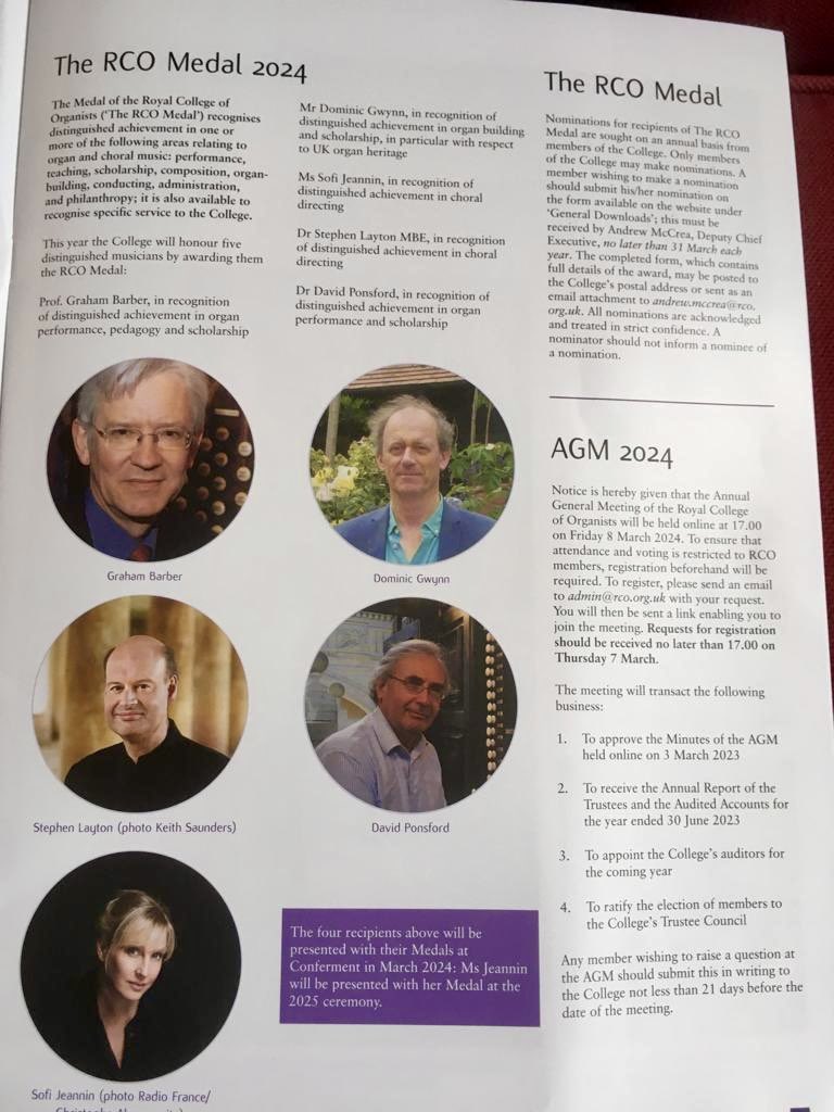 Feeling especially proud of my Dad today for this richly deserved bit of recognition from his colleagues! Posting for the few of you who aren’t RCO magazine recipients…