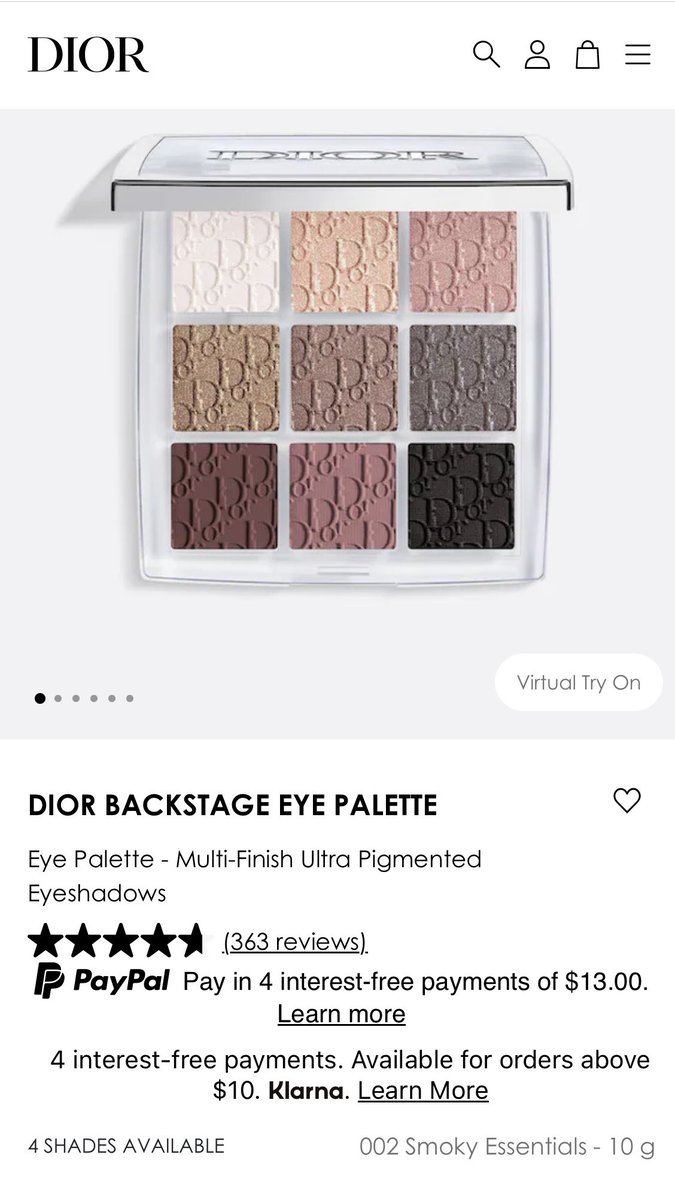 Dior バックステージ アイ パレット 002 スモーキーエッセンシャル