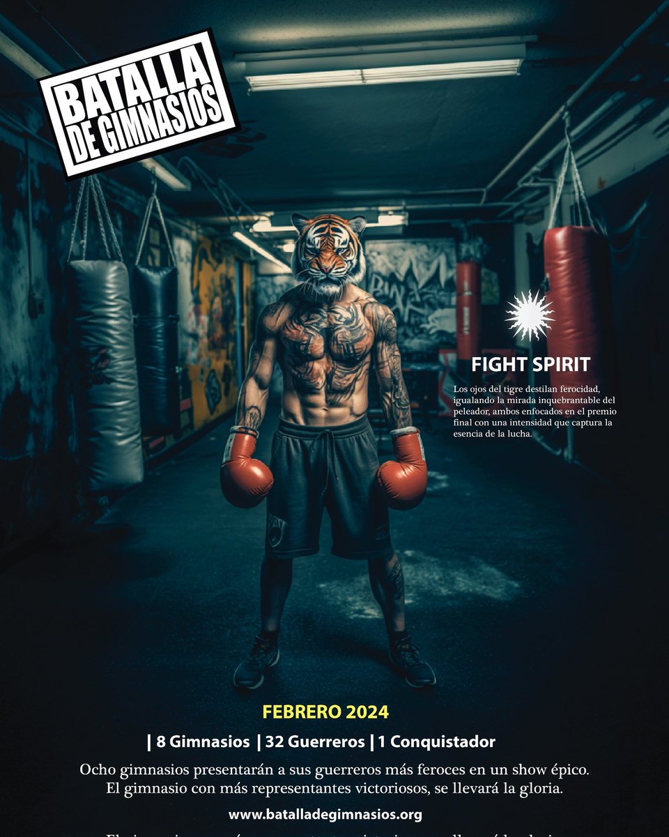 BGimnasios's tweet photo. ¡Fight spirit tigre!

El tigre es feroz y majestuoso, representa la agilidad, poder y determinación. Es un espíritu que inspira al luchador a ir por lo que quiere, sin importar los obstáculos que encuentre. https://t.co/66Ug9lAtBQ