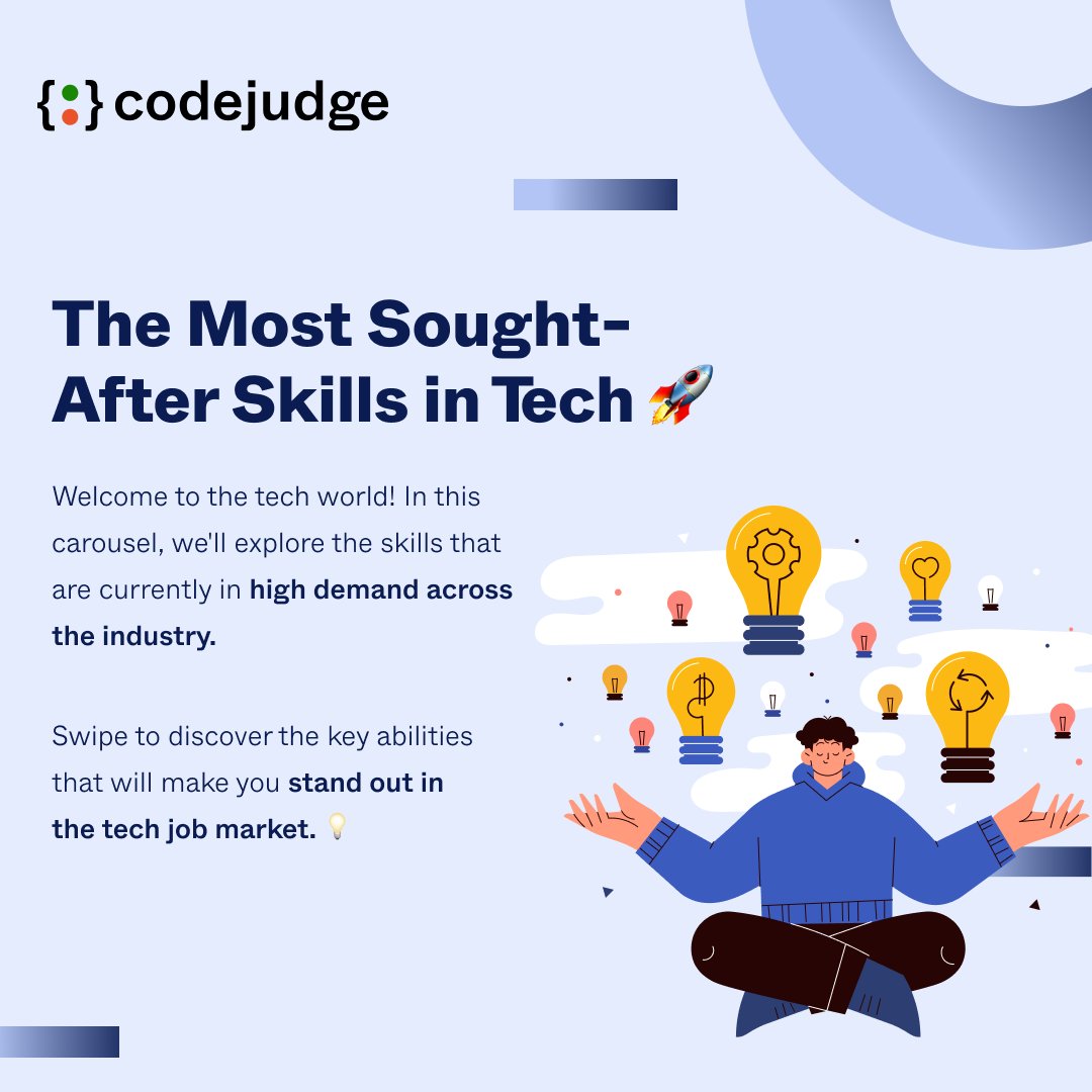 CodejudgeHQ's tweet photo. Here are some high-in-demand tech skills recruiters look for!

#techskills #technology #techinnovation #javascript #bigdata #cyebersecurity #cloudcomputing #ai #artificialintelligence #engineers #developers #softwaredevelopers https://t.co/rS3weBdB99