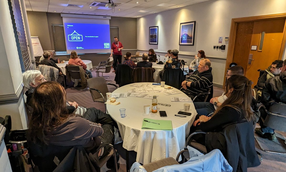 This afternoon we are in Glasgow meeting <a href="/Enable_Tweets/">Enable</a> members for a consultation on the Learning Disability, Autism and Neurodivergence Bill. 

It will be a busy afternoon with lots of discussion - capturing the opinions &amp; experiences of our members on issues affecting them.