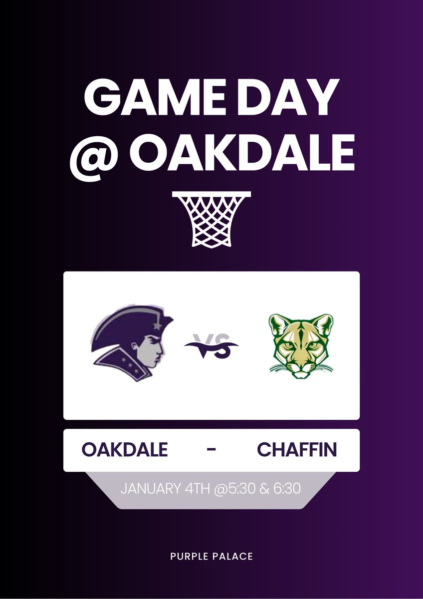 It’s game day at the Purple Palace tonight! 7th grade at 5:30 &amp; 8th grade 6:30. <a href="/Oakdale_Pats/">Oakdale Patriots</a>