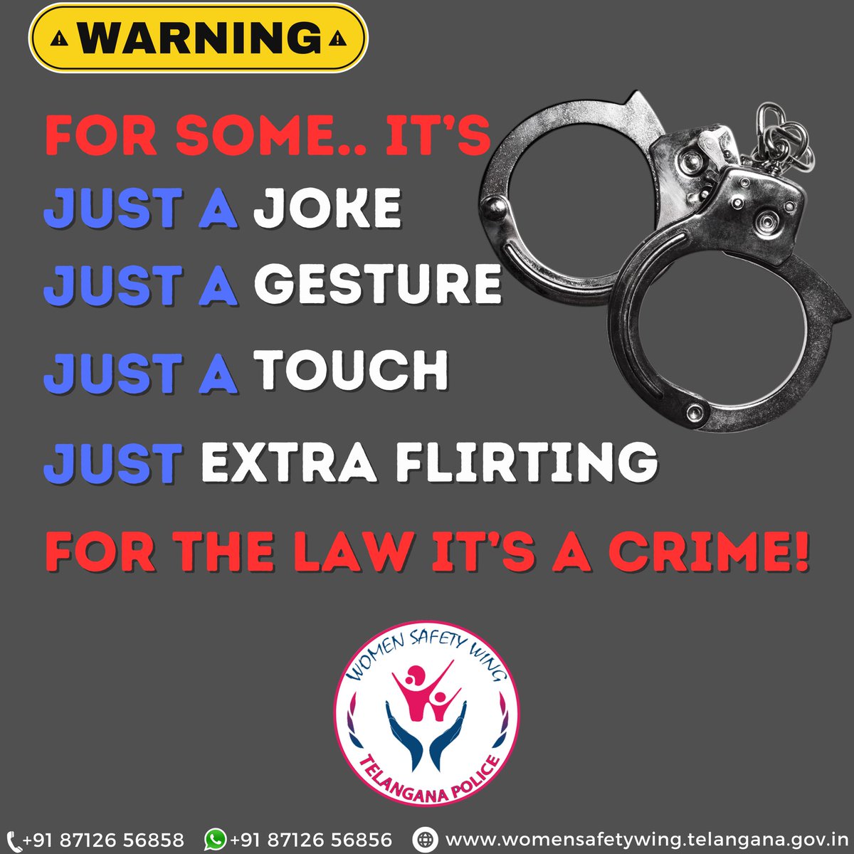 Gentle warning to some.. Do not underestimate the power of law. #WomenSafetyWing @TS_SheTeams @ts_ahtuofficial @Bharosa_TSWSW are always watching you. #Women #Girls #Men #Man #SheTeams #AHTU #Bharosa #PridePlace #Sahas #Telangana #India