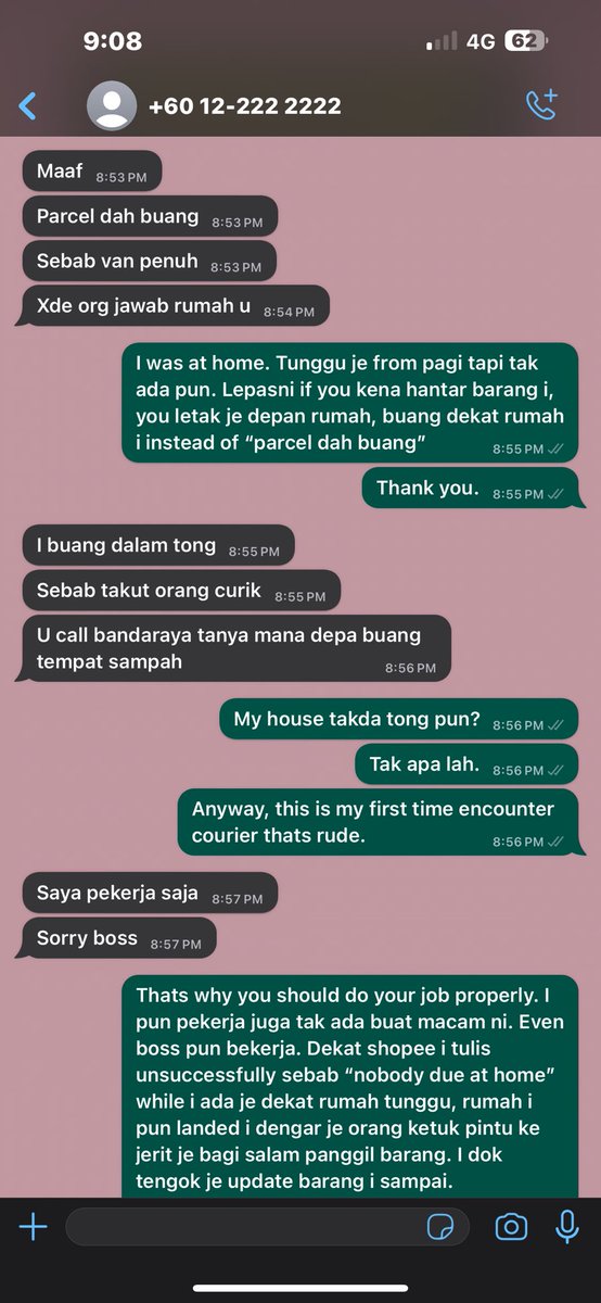 asmrchoo's tweet photo. I tunggu berhari hari, peram ke barang aku ke dah ambil barang aku ke apa tak tahu. Aku message siap tepek location kalau tak jumpa address. Sudahnya ini dia jawab? Waw. Macam mana boleh hire pekerja rude macam ni eh Best Express. https://t.co/EKpRfiEPcV