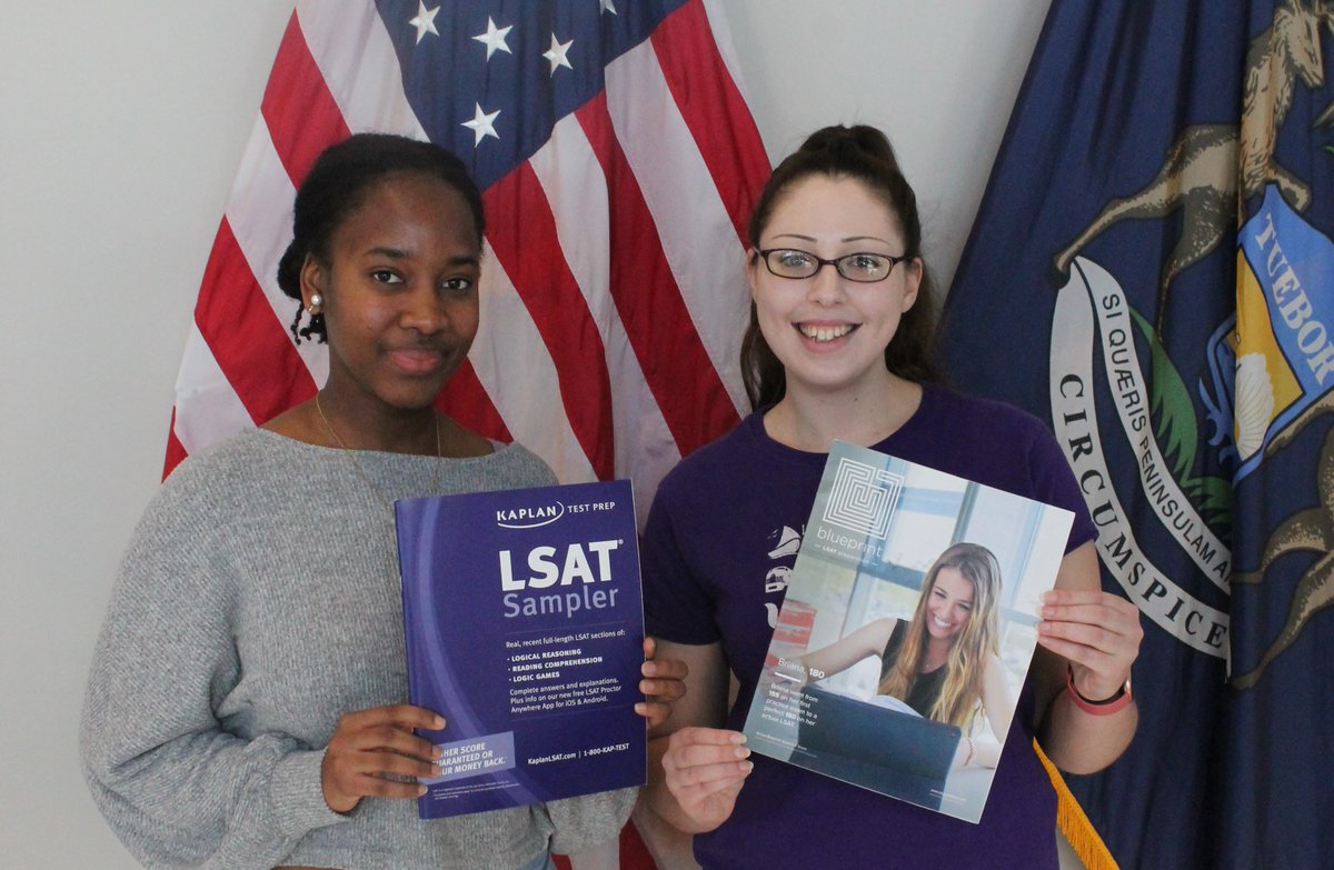 FORDatAlbion's tweet photo. Congrats to aspiring attorneys Kevie Lamour, '25 (left) and Kara Anderson, '25!  They were awarded scholarships for LSAT test prep courses offered by Kaplan and Blueprint. https://t.co/PyP3YL8MQ8
