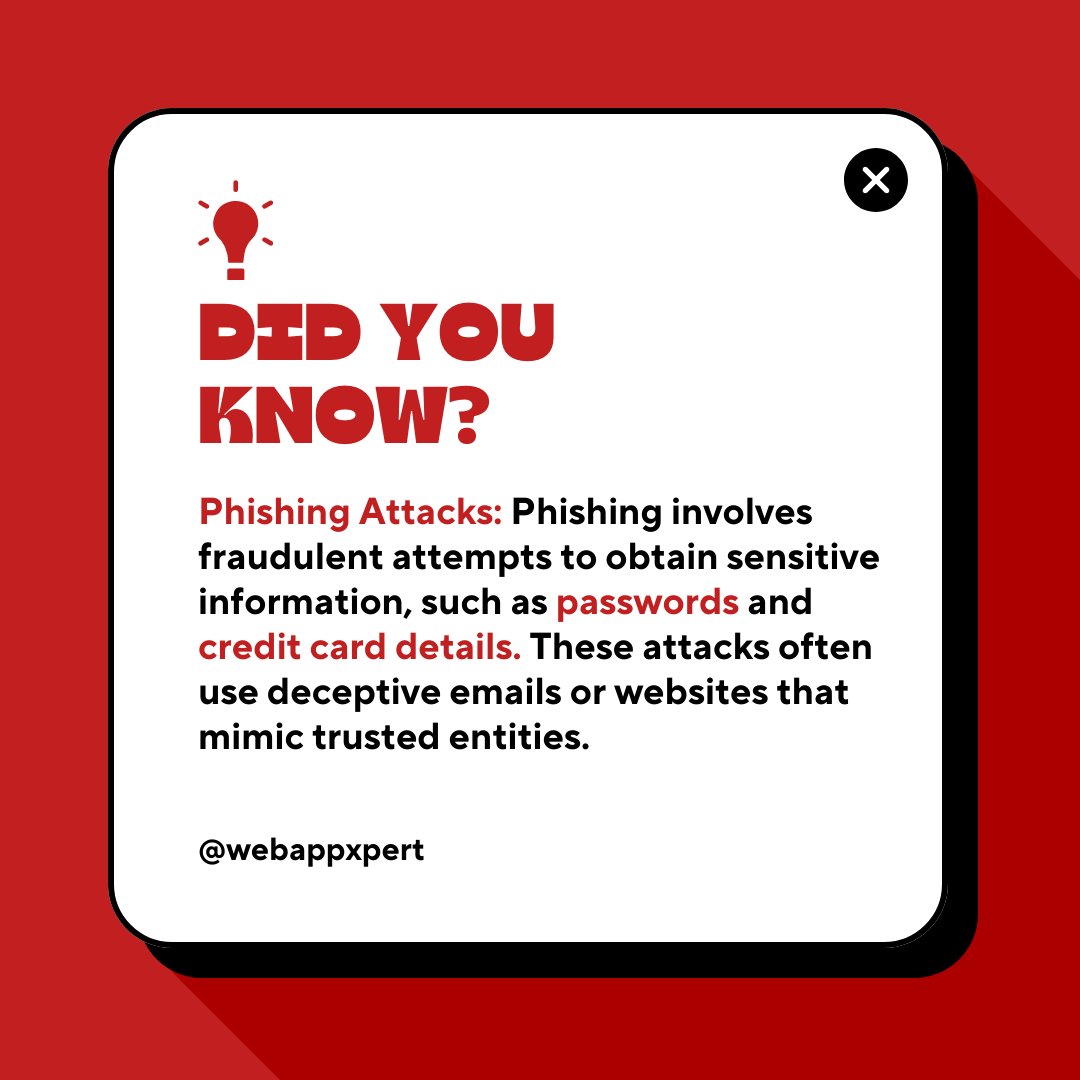 Webappxpert's tweet photo. Phishing Attacks🕵️🏻

 #DidYouKnow #FactsMatter #Website #WebsiteDevelopment #tech #Hackingtime https://t.co/yHmsPYpiOG