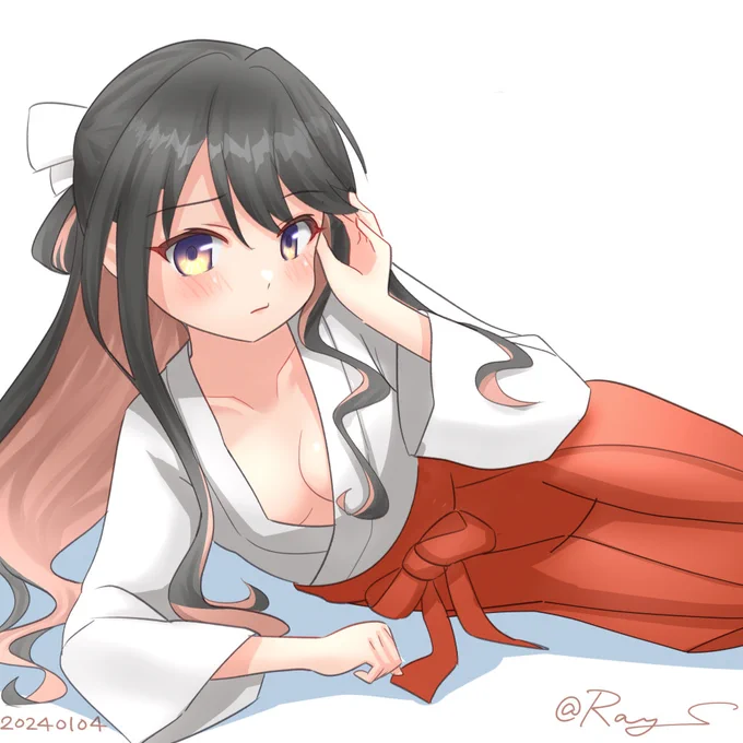 巫女長波#艦これ版深夜の真剣お絵描き60分一本勝負#艦これ版真剣お絵描き60分一本勝負_20240104 