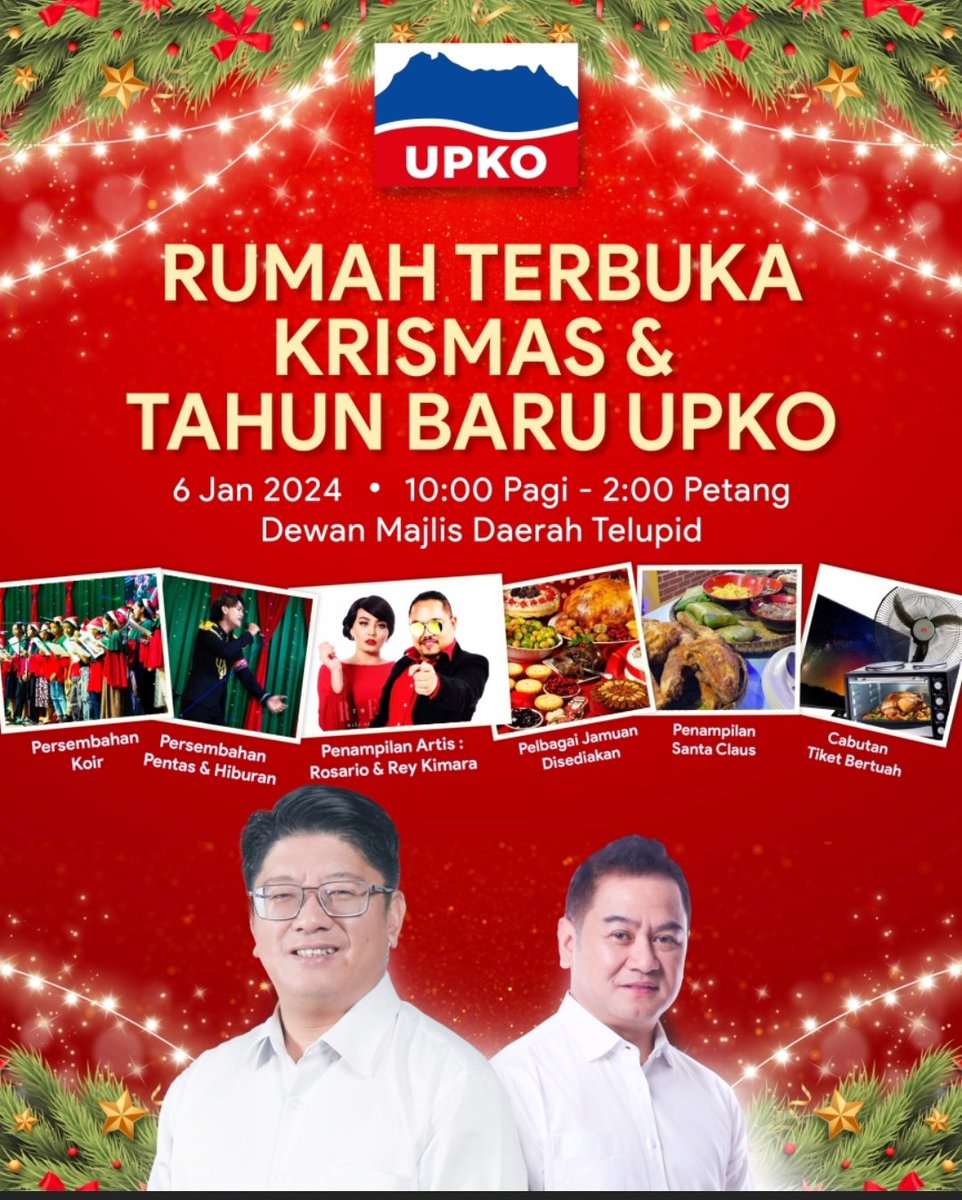 FelixJSaang's tweet photo. Semua dijemput hadir ke Majlis Rumah Terbuka Krismas Dan Tahun Baru UPKO. Kita perkukuhkan kesatuan dalam kepelbagaian. #SalamNatal #SalamTahunBaru #SalamKasih https://t.co/cfoTIvH1V3