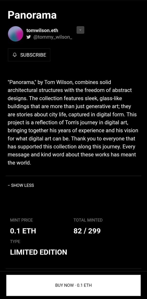 Soheil_SBabaei's tweet photo. Here’s what to look out for thisWeek:
#NFT
Who:#TommyWilson,artist,&professional baseballPlayer
What:Collection of299abstract designs
When:#Jan2
Where:Manifold
https://t.co/cPOywXTnSH
Why:“#Panorama,”combines solid architectural structures with the freedom of abstractDesigns. https://t.co/vHY1pGdKaa