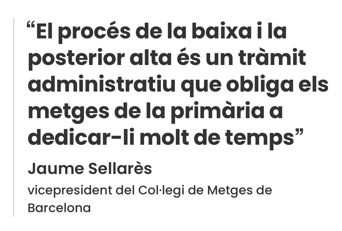 Jaume Padrós (@jaumepadros) on Twitter photo Des del <a href="/COMBarcelona/">Col·legi Metges BCN</a> demanem que s'habiliti un sistema per gestionar les baixes per grip de forma telemàtica. Ja hi ha precedents. El procés burocràtic de fer una baixa entorpeix l'assistència i més ara en el moment que estem Des del <a href="/COMBarcelona/">Col·legi Metges BCN</a> demanem que s'habiliti un sistema per gestionar les baixes per grip de forma telemàtica. Ja hi ha precedents. El procés burocràtic de fer una baixa entorpeix l'assistència i més ara en el moment que estem