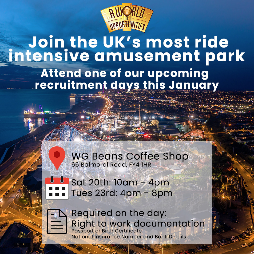 Want to be a part of our team?🤩 Come visit one of our recruitment days and start an exciting new career in 2024 at the UK's most ride-intensive amusement park. For more information visit: bit.ly/3S5nLI8