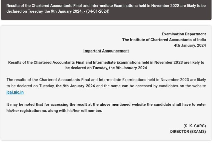LegendsWale's tweet photo. Results of CA Final and Inter Exam held in Nov23 are likely to be declared on 9th Jan 24
All the best Everyone 👍💯
#icairesult #cainter #cafinal #cainterresult #cafinalresult #caupdate #icai #legendswale #chartedaccountants #calegends #icaiofficial #icaistudents #castudents https://t.co/hZ4j1lMhJ7