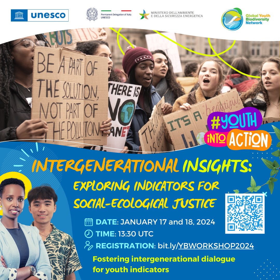 Register now to join an intergenerational dialogue on social-ecological justice indicators 💪 #youthintoaction Register: bit.ly/YBWORKSHOP2024