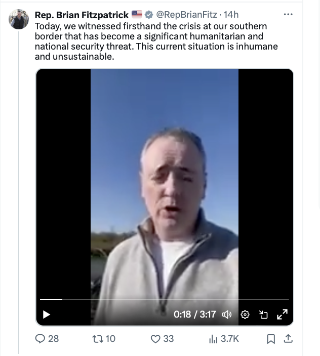jgcOCANADA's tweet photo. #FakeModerate @RepBrianFitz has been to the border of Mexico more times in the 7 years he's been #PA01 Congressman than to the border of #MontcoPA in his own district 🫠
#PhotoOpFitz 📸📹📺
#BriansBorderCrisis https://t.co/CNNCnVhw2c
