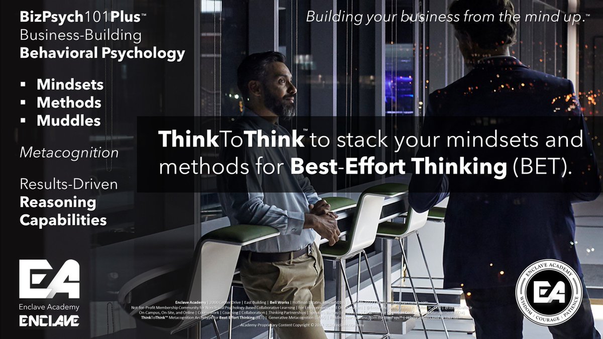JohnRDallasJr's tweet photo. Agile minds are thinking about thinking. Are you? That's #metacognition. #NewYearResolutions use rethinking's thinking—#annocognition we quip it at @EnclaveAcademy. Resolve to learn, practice, and reinforce additional codified mindsets and thinking methods. #HigherOrderThinking.