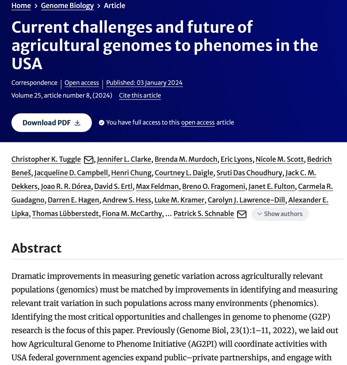 Joao Dorea (@jrrdorea) on Twitter photo Happy to join this group and engage in important discussions about the current challenges and future of agricultural genomes to phenomes research in the USA! <a href="/AG2PI/">Agricultural Genome to Phenome Initiative</a>
rdcu.be/du9Be Happy to join this group and engage in important discussions about the current challenges and future of agricultural genomes to phenomes research in the USA! <a href="/AG2PI/">Agricultural Genome to Phenome Initiative</a>
rdcu.be/du9Be