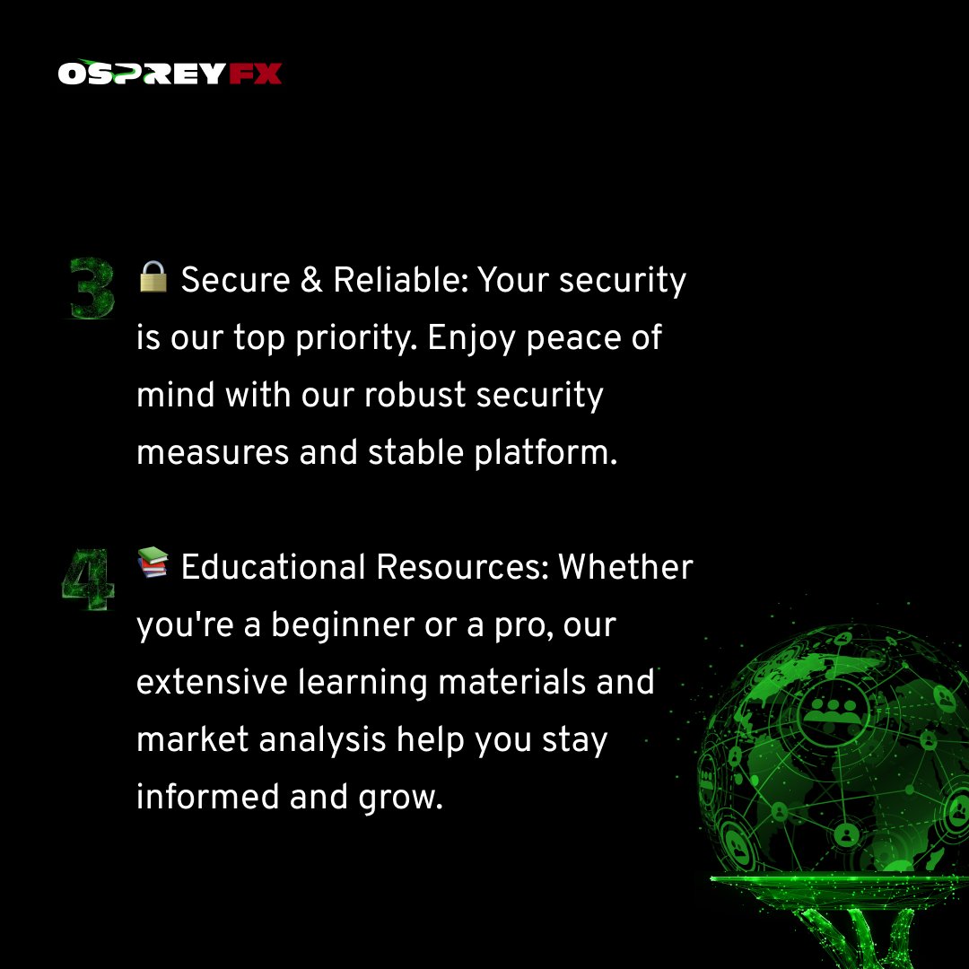 Why Choose OspreyFX?

🌍 Trade various instruments, including Forex, Cryptocurrencies, Stocks, Indices, and Commodities - all from one platform.
🔒 Secure &amp; Reliable: Your security is our top priority. 
📚 Educational Resources

Click here: bit.ly/fbosprey