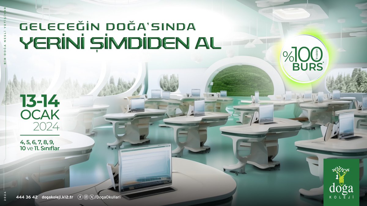 #GeleceğinDoğası’nda yerini şimdiden al!
Bursluluk Sınavına kayıt ve bilgi için; bursluluksinavi.dogakoleji.k12.tr