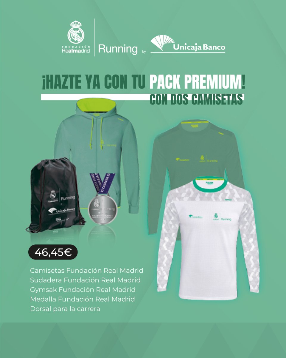 RunningFrm's tweet image. ¿Todavía no te has decidido? 
Este año damos la opción de un pack premium con dos camisetas. 
Date prisa, no te quedes sin él. 🔥

#fundacionrm #unicajabanco #realmadrid #fundacionrealmadrid #runners #runnersmadrid #madrid #losreyesdelrunning #running