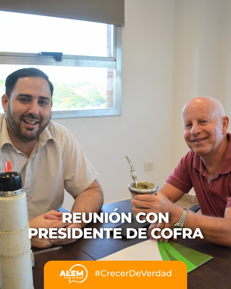 MuniLNAlem's tweet photo. El intendente @MatiasSebely se reunió con el presidente de COFRA, Luis Mieth para proyectar trabajos en conjunto que permitan el crecimiento de la industria frigorífica asentada en la ciudad https://t.co/wHLLTPmJm4