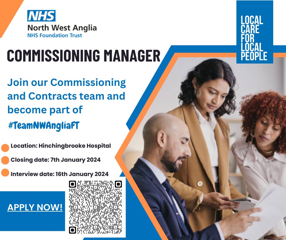 Start the New Year by exploring a new job! Join #TeamNWAngliaFT as a Commissioning Manager. Flexible working opportunities available! Apply Now shorturl.at/notK1 @JCPInLeics @CambsPboroICS @JCPInEastAnglia #eoetalent #nhscareers #Huntingdon #Cambridge #nhsjobs @JCPInLincs