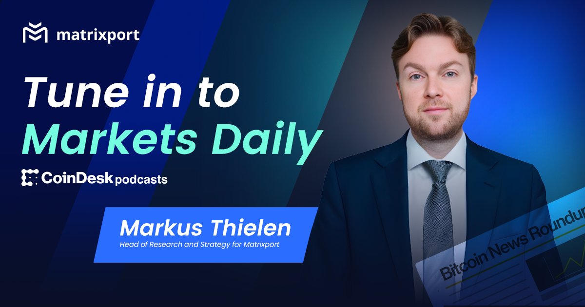 .<a href="/10x_Research/">Markus Thielen</a> just spoke on “Markets Daily” <a href="/CoinDeskPodcast/">CoinDesk Podcast Network</a> , sharing his latest analysis on the spot #Bitcoin #ETF approvals and the macro outlook. 

The recording will go live today, so stay tuned 🎙️ bit.ly/4aN39Mn