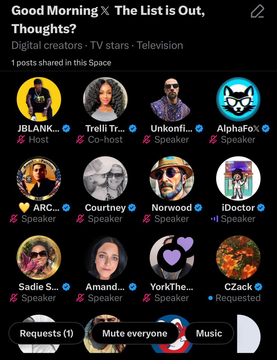 The Good Morning 𝕏 Crew 🌎 

<a href="/TrelliTrelle/">Trelli Trelle</a> <a href="/unkonfined/">Unkonfined</a> @Alphafox78 @TexARC7 <a href="/crystalandqueue/">Courtney</a> @DNorwoodC <a href="/Savidoctor/">Yachty 🛥️</a> <a href="/SadieSupaDoge/">Sadie Supa Doge</a> @AmandaMSlate <a href="/YorkScrill/">YorkTheShiller™🗽</a> #GM𝕏 🐰 🌹🛥️🐷 <a href="/X/">X</a>