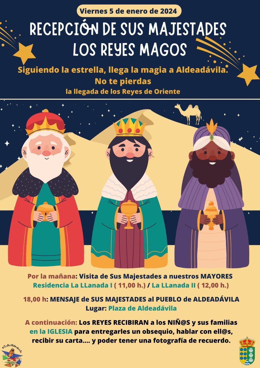 🟣EVENTOS:

🎶Ya vienen los Reyes Magos, ya vienen los Reyes Magos, caminito de... 🎶

✨...Caminito de Aldeadávila ✨

Mañana Sus Majestades Los Reyes Magos de Oriente✨ visitarán Aldeadávila de la Ribera, así que ¡Os esperamos para recibirles!🤩