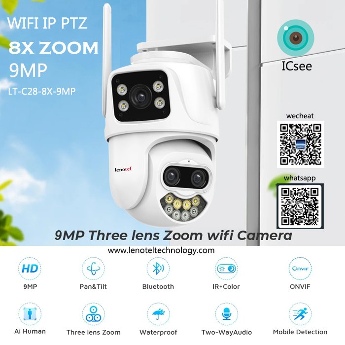 Icsee 8X zoom wifi IP PTZ Camera