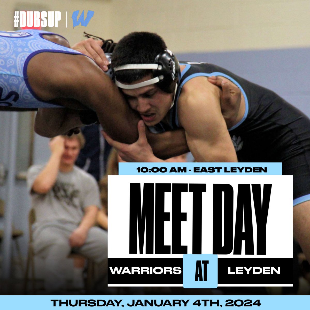 Best of luck to our Boys and Girls Wrestling teams as they travel to East Leyden for a WSC Gold dual match today (Thursday, January 4th) at 10:00 AM! #DubsUp @WarriorWrestli4 @WillowbrookHS1 @dkrausewb