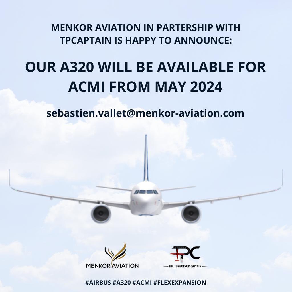 MenkorA's tweet photo. 🛫 Important Announcement: Menkor Aviation is proud to offer our Airbus A320 for ACMI lease beginning in May! 🌍

In search of a flexible and cost-effective solution to meet your aviation needs? Our Airbus A320 is here to enhance your air travel experience. ✈️

#Aviation #ACMI https://t.co/aboicLGQya