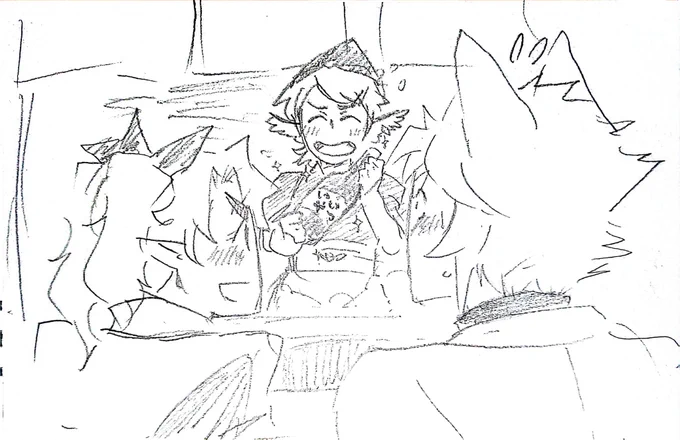 雑描きはたもみ+みすちー
褒められて秘蔵のいい酒出しちゃうやーつ 