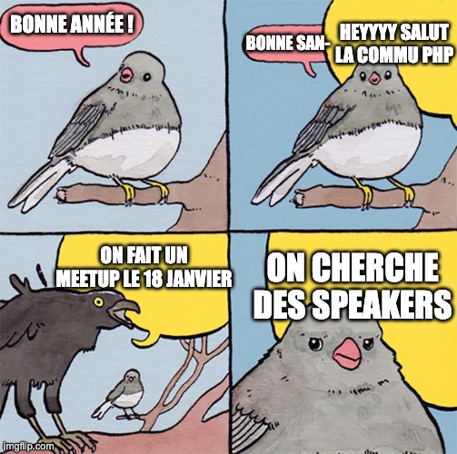 AFUP_lyon's tweet photo. Hello la communauté 👋

Nous sommes à la recherche d'un·e ou plusieurs speakers pour notre meetup du mois de janvier qui se déroulera le 18.

N'hésitez pas à nous contacter si ça vous intéresse (via twitter/slack/mail/signaux de fumée). https://t.co/RnYzSVze9O