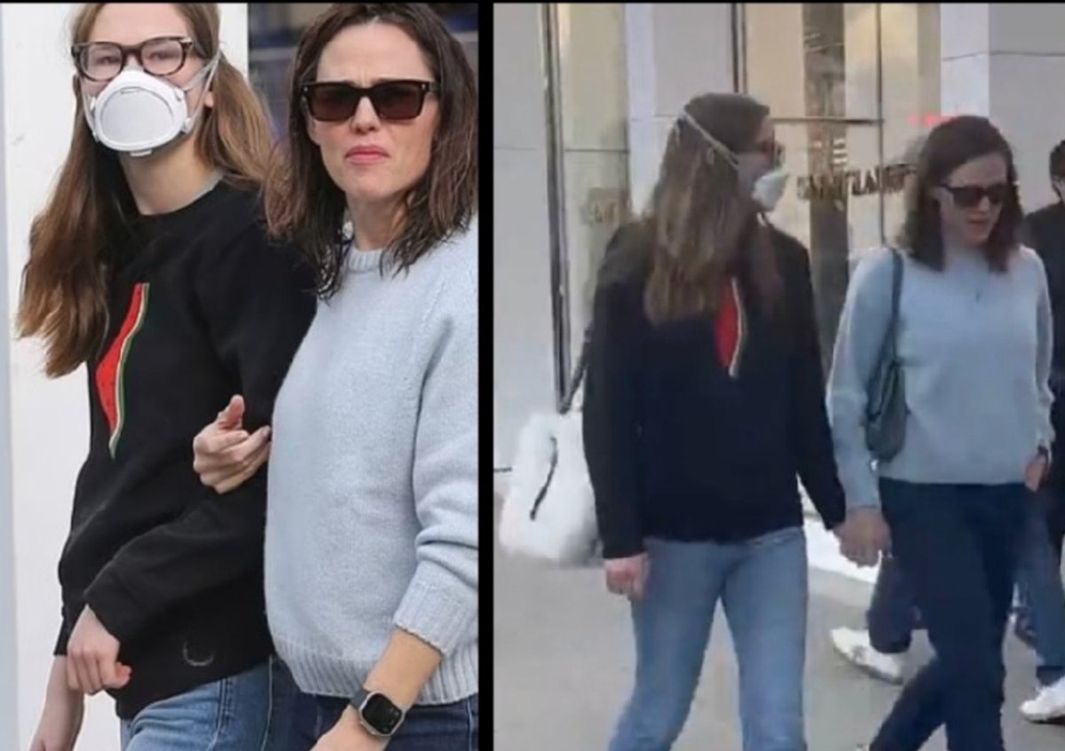 visegrad24's tweet photo. Jennifer Garner's 18 year old daughter wearing a watermelon jumper. https://t.co/LCx1wHg5zf